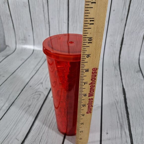 Starbucks Heart Embossed Venti Valentine’s Day Tumbler Cup w/ Lid No Straw Rare - Picture 13 of 14